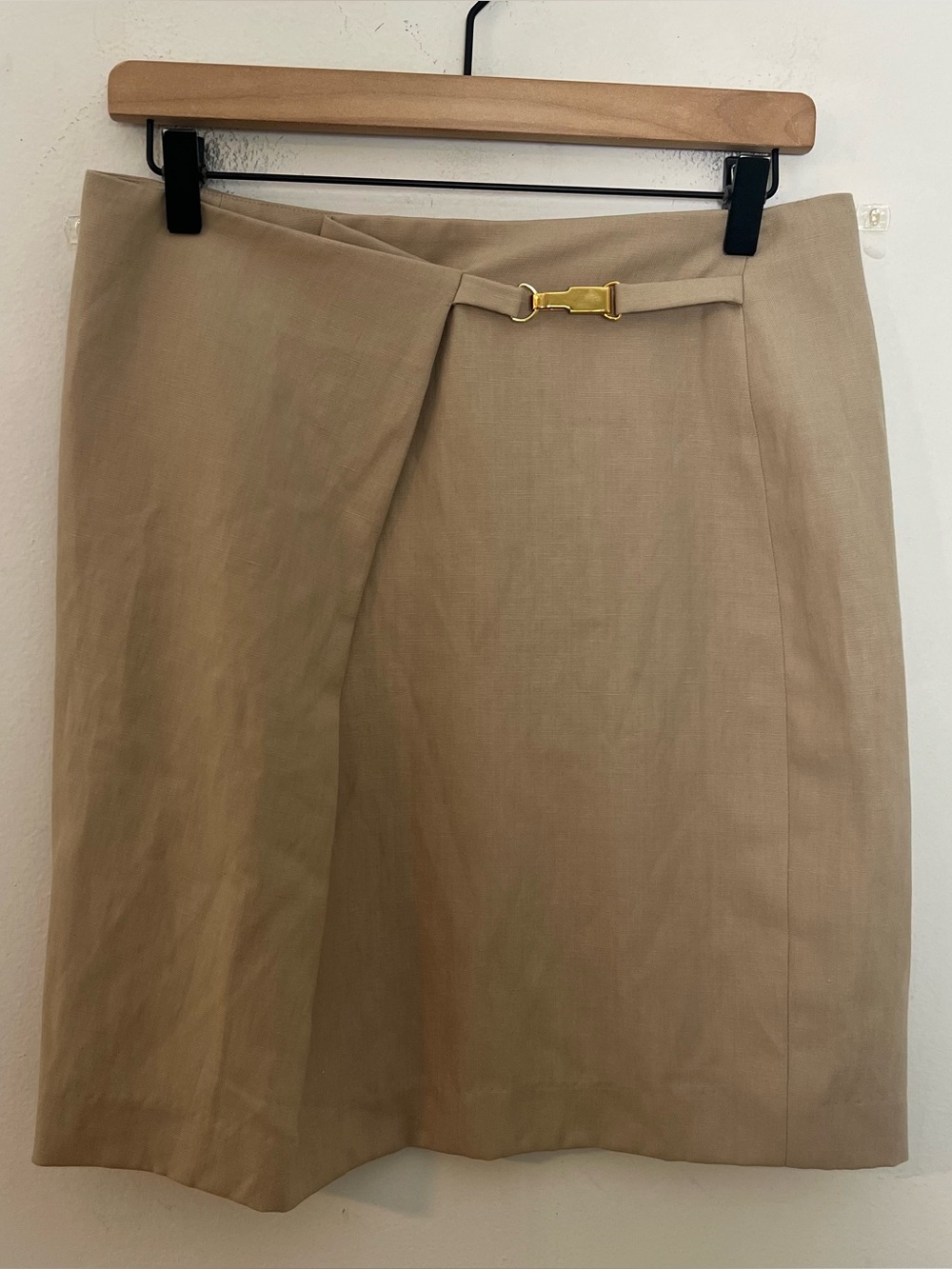 ESCADA- Rosine Savannah Straight Faux Wrap Skirt Beige Size 8